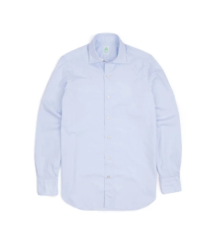 Finamore Gaeta Classic Cotton Luigi Sport Shirt: Fine Oxford Blue