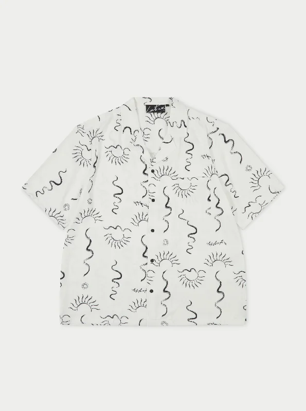 HAND-DRAWN ABSTRACT RESORT SHIRT - OFF WHITE