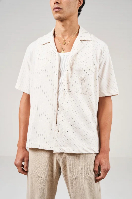 MIXED STRIPE RESORT SHIRT - OFF WHITE