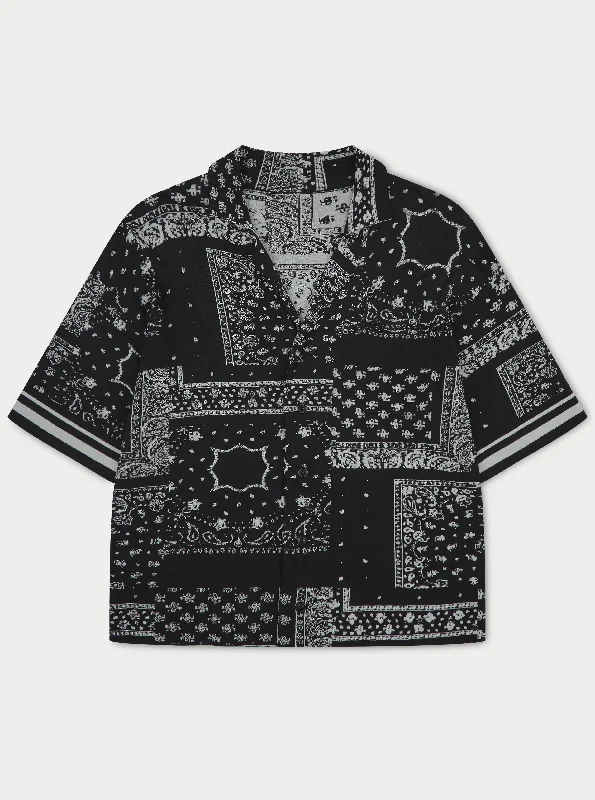 PAISLEY KNITTED SHIRT - BLACK