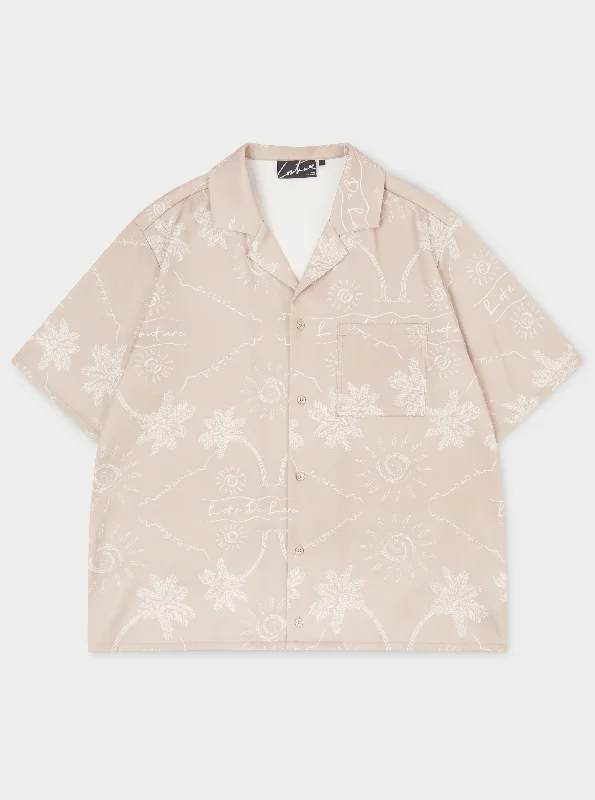 PALM PRINT SHIRT - BEIGE