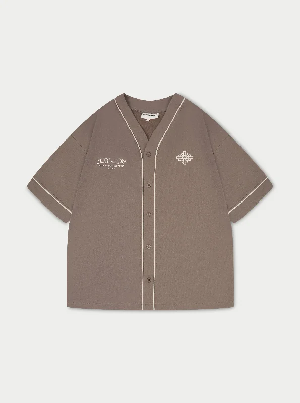 SCRIPT JERSEY BASEBALL SHIRT - COFFEE