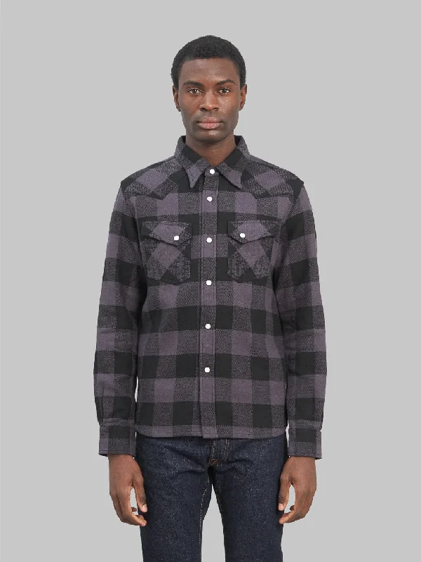 The Flat Head Block Check Flannel Western Shirt Grey/Black