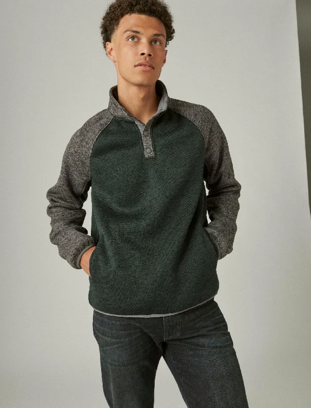 Lucky Brand Men's Los Feliz Fleece Color Block Mock Neck