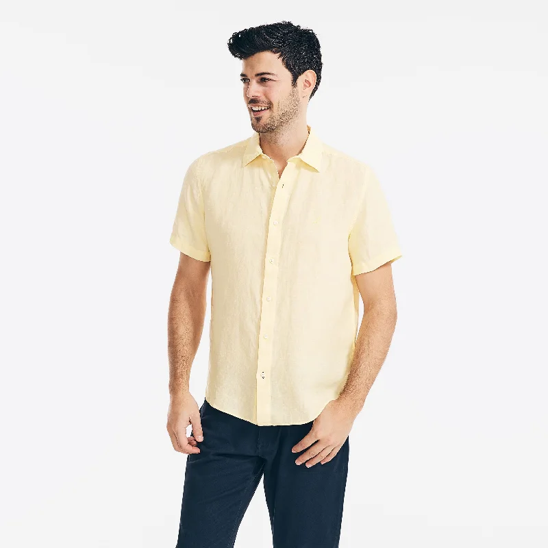 Nautica Mens Linen Short-Sleeve Shirt