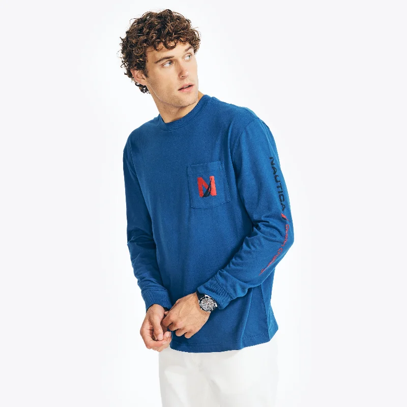 Nautica Mens Sustainably Crafted Graphic Long-Sleeve T-Shirt