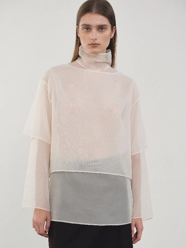 Layered Sheer Blouse, Cream