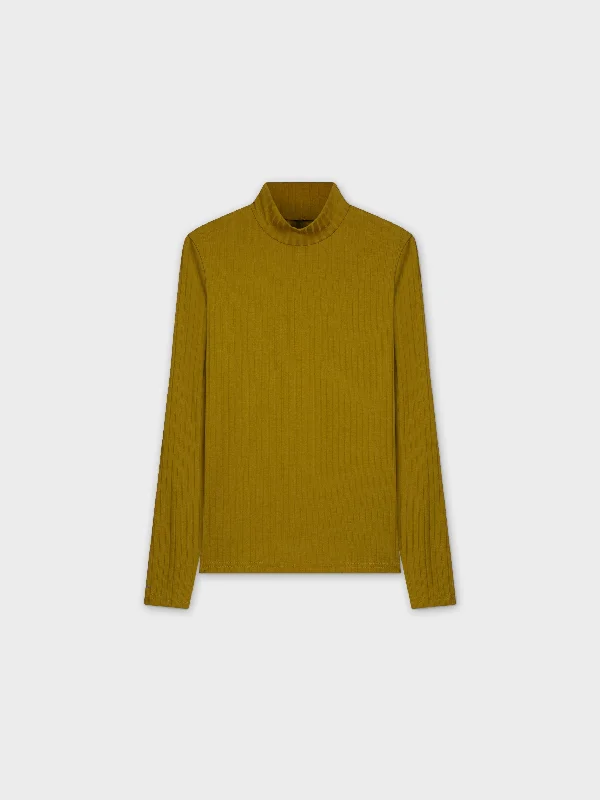 RIBBED JERSEY TURTLENECK-GOLD