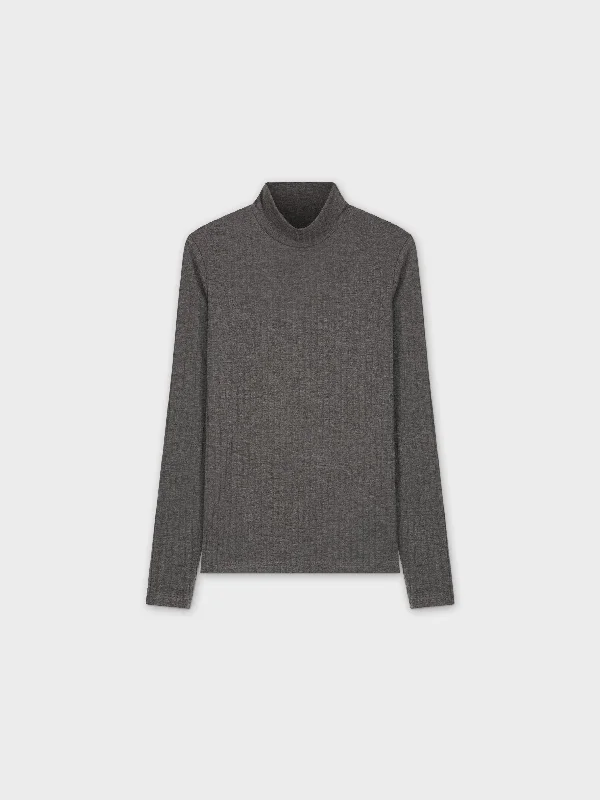 RIBBED JERSEY TURTLENECK-GREY